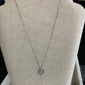 Silver Heart Diamond Necklace
